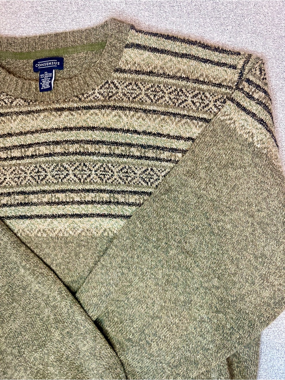 Vintage Consensus Fair Isle Sweater Mens XL Gorpcore Grandpa Knit